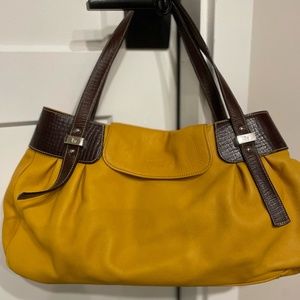 PETUSCO Made In Spain Brown/Mustard Yellow Leather Shoulder Bag/Purse